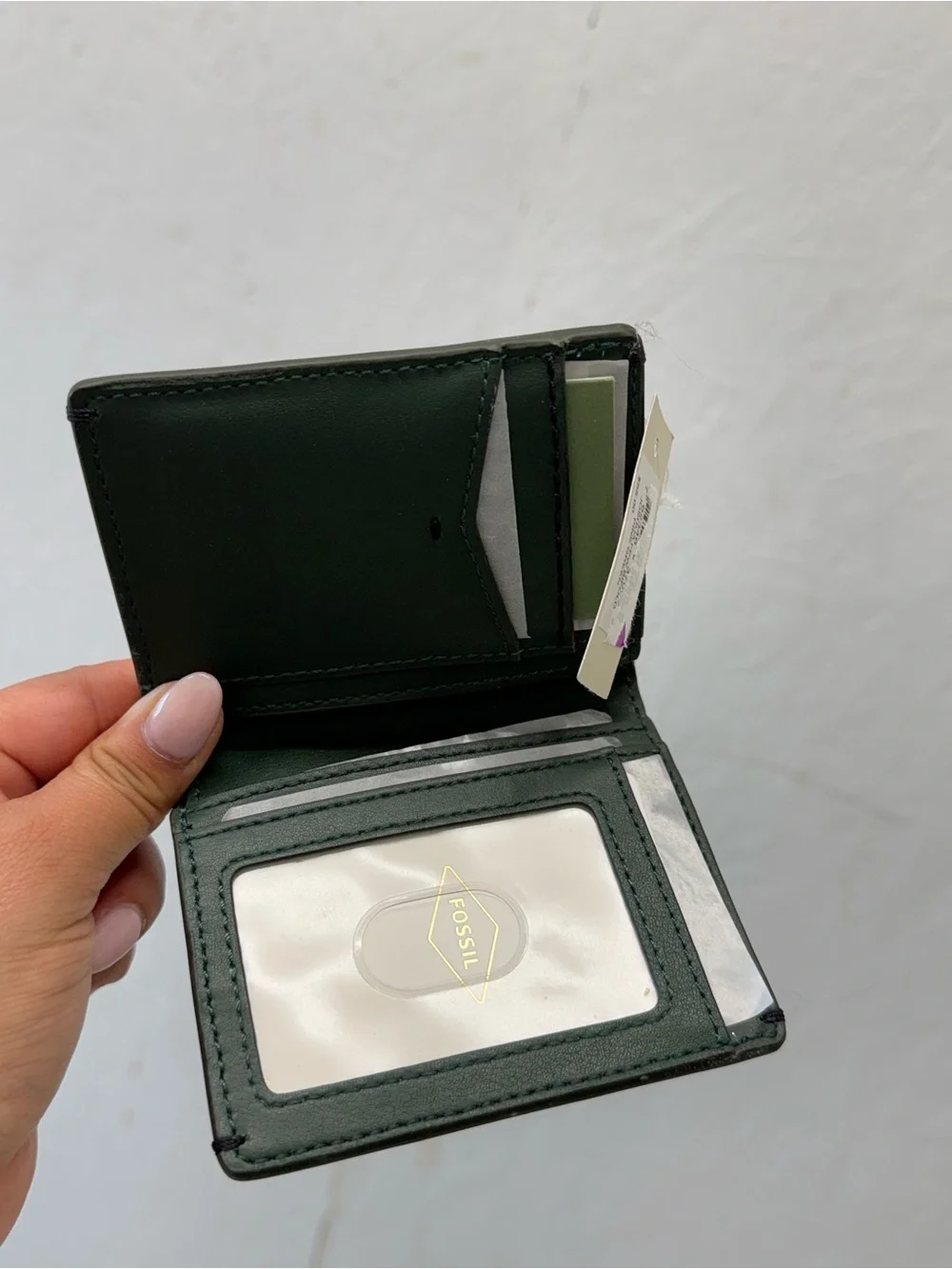 Fossil Dark Green Leather Bifold Wallet New With Tags